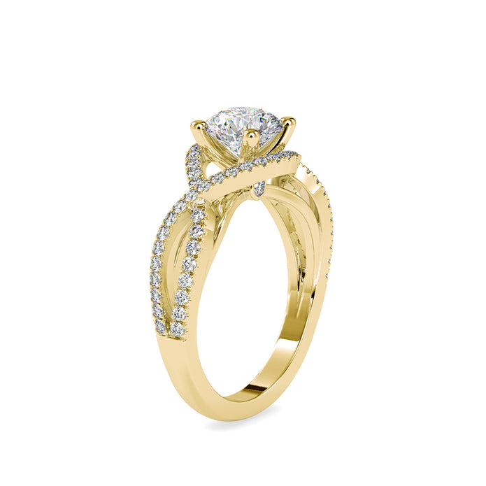 round cut solitaire lab-grown diamond ring in yellow gold