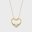 open heart diamond pendant necklace in yellow gold