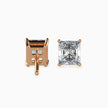radiant prong set diamond stud earrings in rose gold