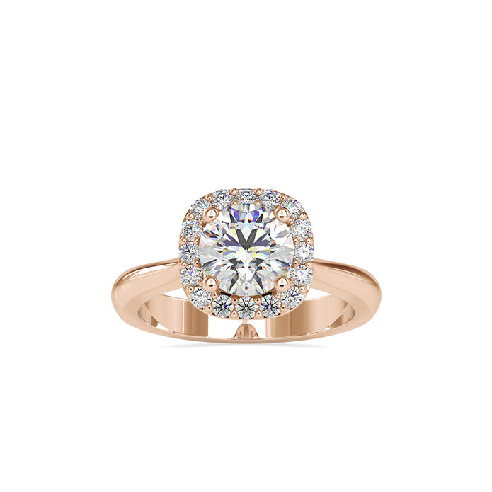 round cut halo lab-grown diamond ring in rose gold