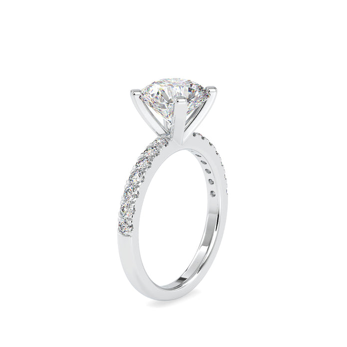 round cut solitaire lab-grown diamond ring in white gold