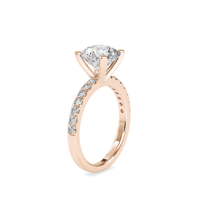 round cut solitaire lab-grown diamond ring in yellow gold