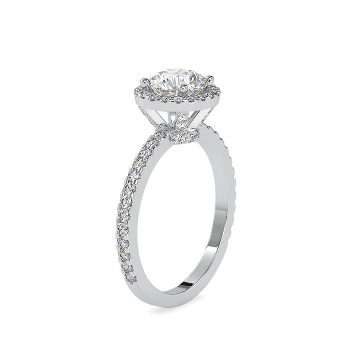 round halo lab-grown diamond ring in white gold